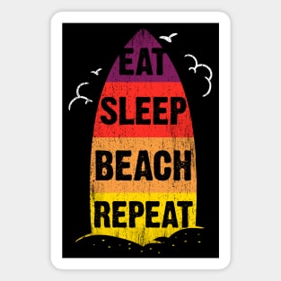 Eat Sleep Beach Repeat retro sunset surfboard Magnet